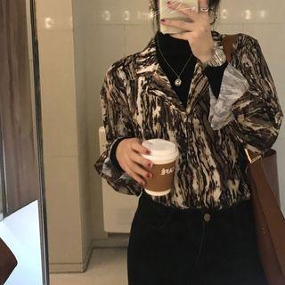 Print Long-sleeve Shirt As Figure - One Size