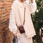 Crochet-lace Hem Eyelet-knit Vest Beige - One Size