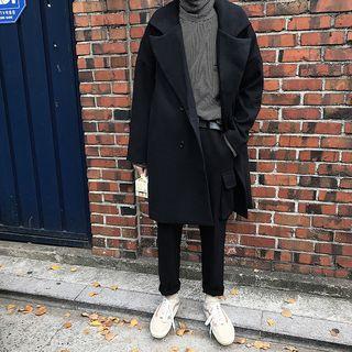 Drop-shoulder Double-breasted Wool Jacket