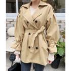 Double-breasted Trench Jacket With Belt Beige - One Size