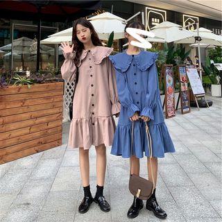 Long-sleeve Plain Collar Dress