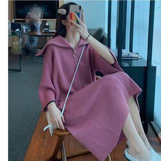 3/4-sleeve Turtleneck Knit Dress