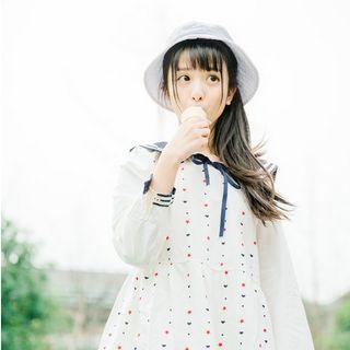 Dotted Sailor Collar Long-sleeve Dress
