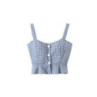 Gingham Ruffle Hem Cropped Camisole Top