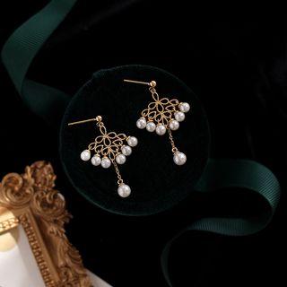 925 Sterling Silver Faux Pearl Dangle Earring 1 Pc - One Size