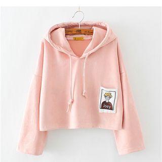 Appliqu  Faux Suede Hoodie