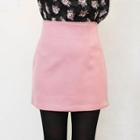 High-waist Wool Blend Mini Skirt