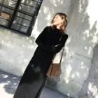 Slit Side High Neck Knit Maxi Dress