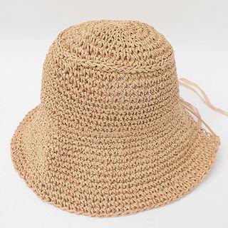 Cutout-back Straw Cloche Hat
