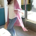 Patch-pocket Open-front Colored Cardigan