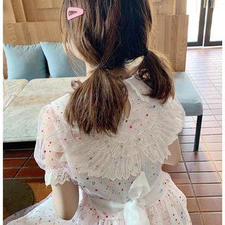 Wing Accent Dotted Puff-sleeve A-line Dress