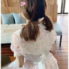 Wing Accent Dotted Puff-sleeve A-line Dress