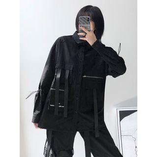 Tie-accent Loose-fit Shirt Jacket