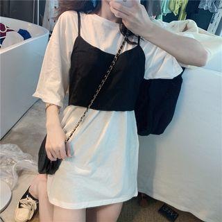 Long-sleeve Plain T-shirt / Plain Camisole As Shown In Figure - One Size