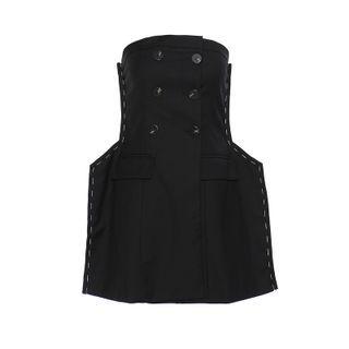 Sleeveless Double-breasted Mini Tube Dress