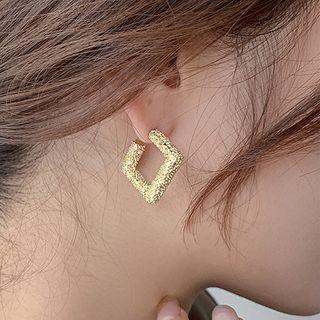 Rhombus Alloy Earring 1 Pair - 925 Silver Needle - Gold - One Size