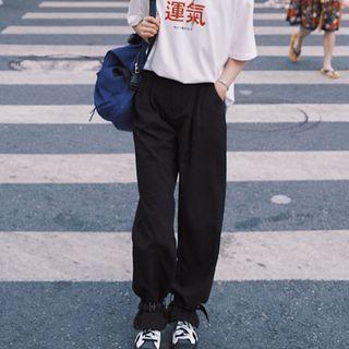 Buckle Detail Straight Leg Pants