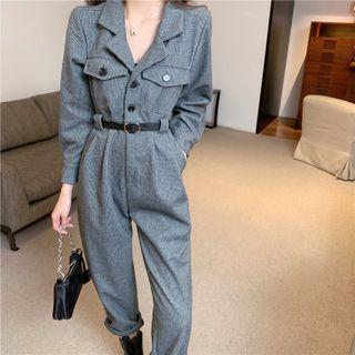 Long-sleeve Straight Leg Jumpsuit