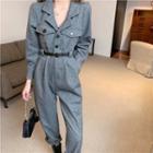 Long-sleeve Straight Leg Jumpsuit