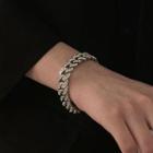 Rhinestone Chunky Chain Alloy Bracelet Silver - One Size