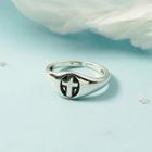Cross Embossed Open Ring Ring - Silver - One Size