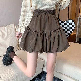 Balloon-sleeve Mini Skirt