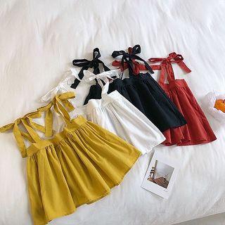 Plain Lace-up Off-shoulder Sleeveless Top