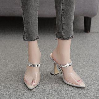 Pvc Rhinestone Strap High Heel Mary Jane Sandals