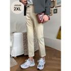 Button-tab Straight-cut Pants