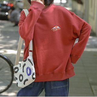 Print Sweatshirt Wine Red - One Size