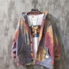 Tie-dyed Single-breasted Hooded Jacket