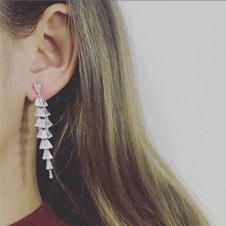 Rhinestone Dangle Earring 1 Pair - Silver - One Size