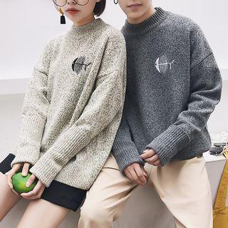 Cat Appliqu  Couple Matching Sweater