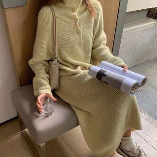 Henley Midi A-line Sweater Dress