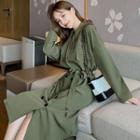 Double Breasted Long-sleeve Midi Coat Dress