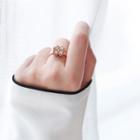 18k Rose Gold Plated Turnable Rhinestone Clover Ring