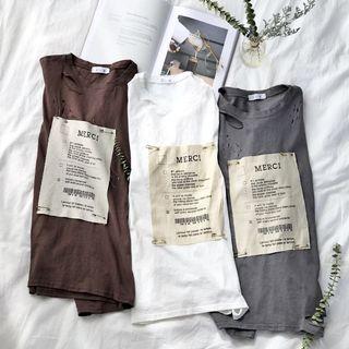 Ripped Applique Short-sleeve T-shirt