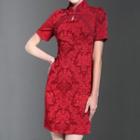 Short-sleeve Lace Sheath Cheongsam