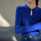 Collar Ribbed Knit Sweater