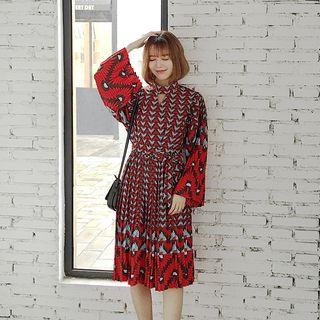 Keyhole Front Patterned A-line Dress