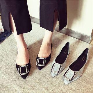 Rhinestone Buckle Pointy-toe Flats