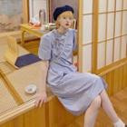 Puff-sleeve Lace-up Cut-out Dress