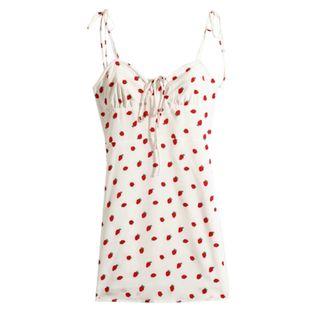 Strawberry Print Spaghetti-strap A-line Mini Dress