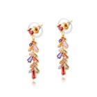 Fashion And Simple Plated Rose Gold Geometric Tassel Earrings With Colorful Cubic Zirconia Rose Gold - One Size