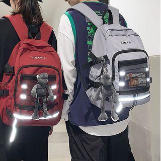 Mesh Pocket Lettering Zip Backpack