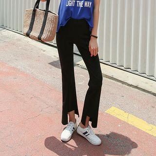 Elastic-waist Cutout-hem Pants