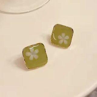 Flower Stud Earring 1 Pair - Green - One Size