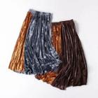 Two-tone Velvet Midi A-line Skirt