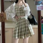 Plaid Camisole Top / Skirt / Light Jacket