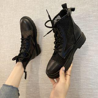Mesh Platform Lace-up Short Boots